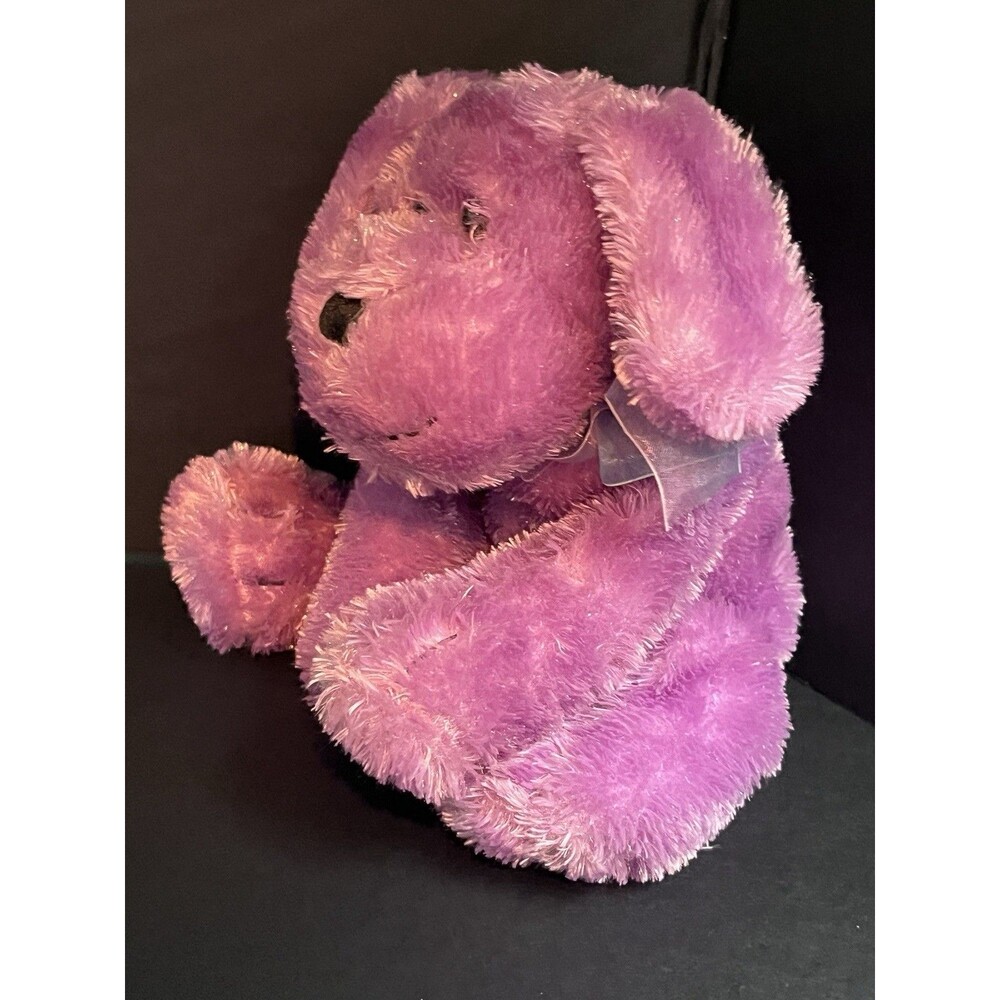 Animal Alley 2009 Purple PUPPY DOG 7" Plush Toys R Us Sheer Blue Bow Stuffed Toy